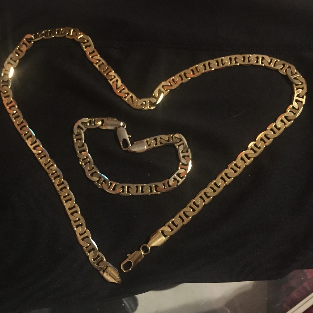 Cuban Link Chain and Matching Bracelet